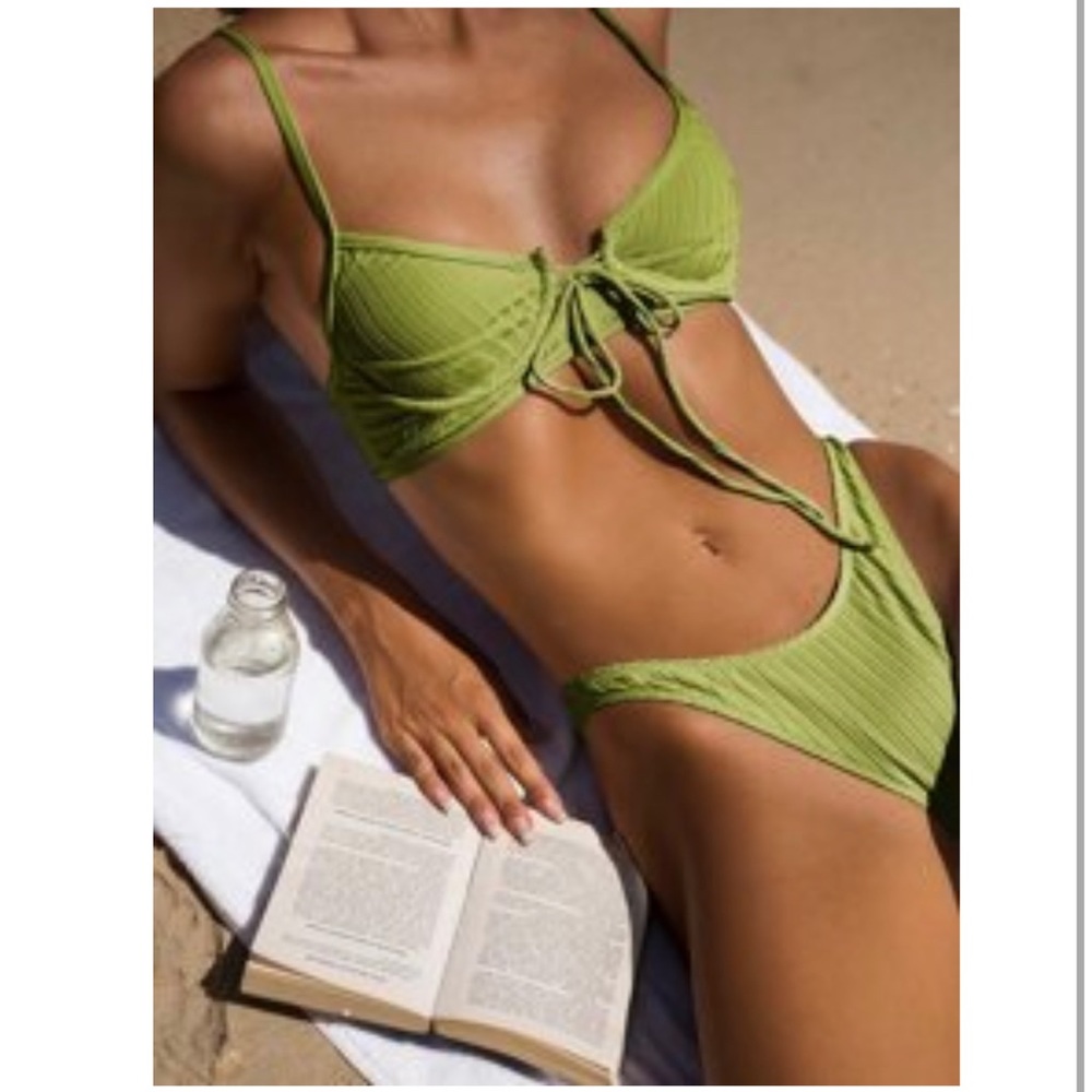 Lace Up High Cut Bikini Swimsuit